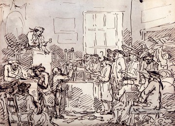  Fu Oil Painting - A Furniture Auction caricature Thomas Rowlandson
